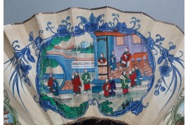 La Pagode à Whampoa, Canton (?)  Éventail Chine XIXème