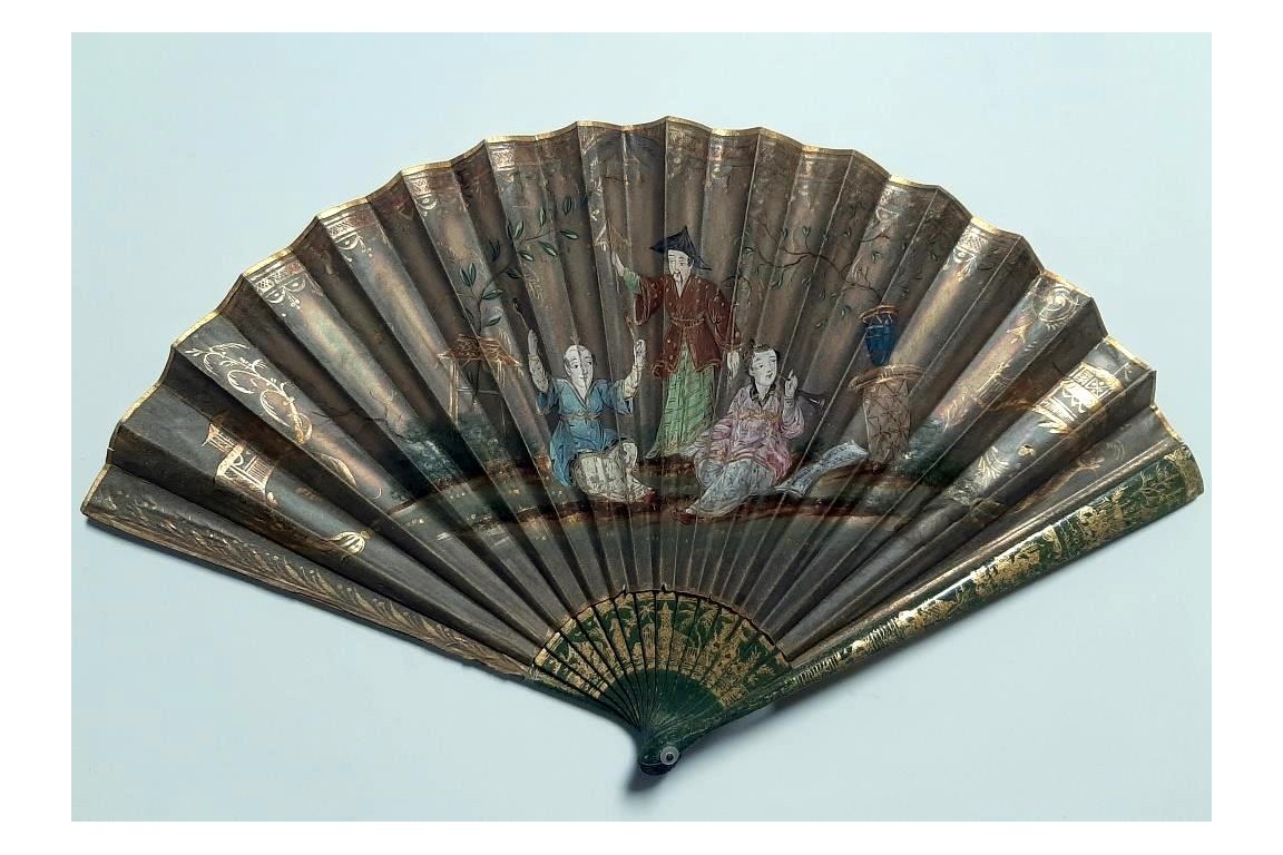 Music and chinoiseries, fan circa 1810