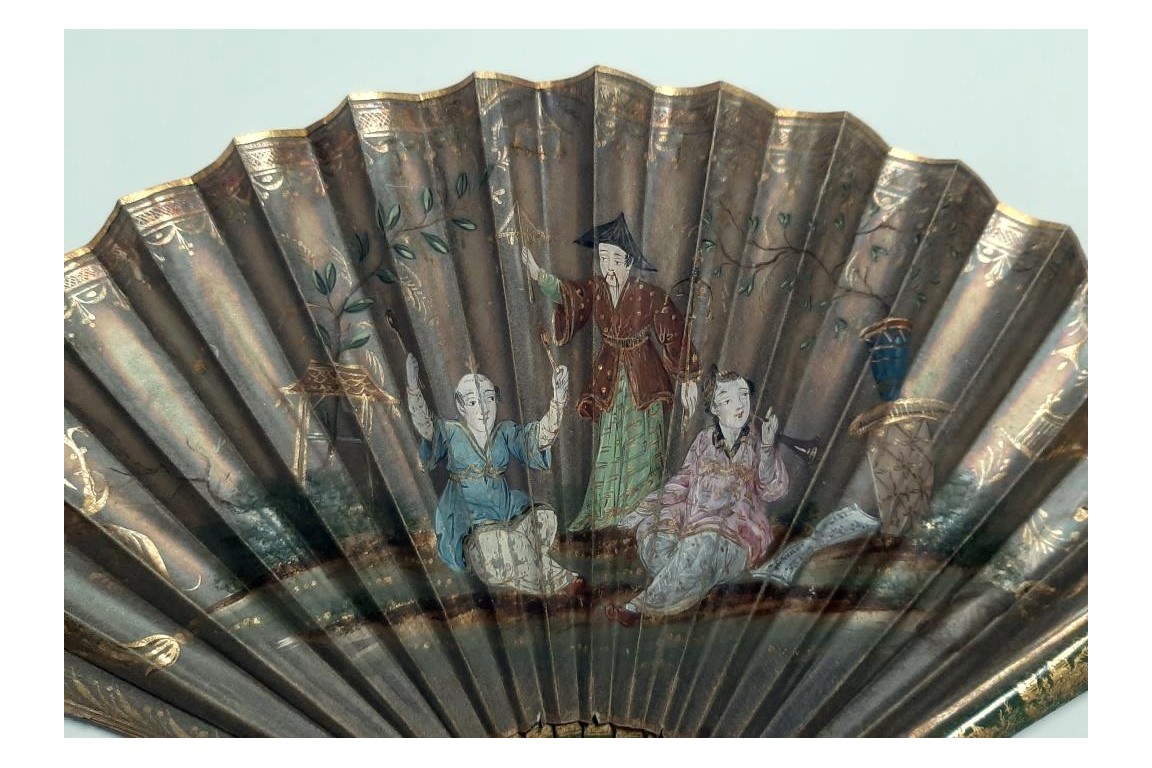 Music and chinoiseries, fan circa 1810