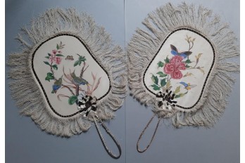 Chinese birds and flowers, fixed fans, 19th century