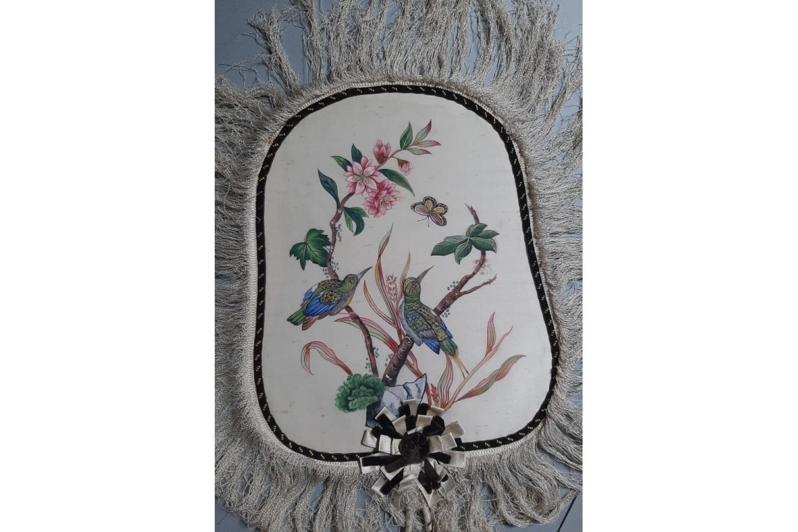 Chinese birds and flowers, fixed fans, 19th century