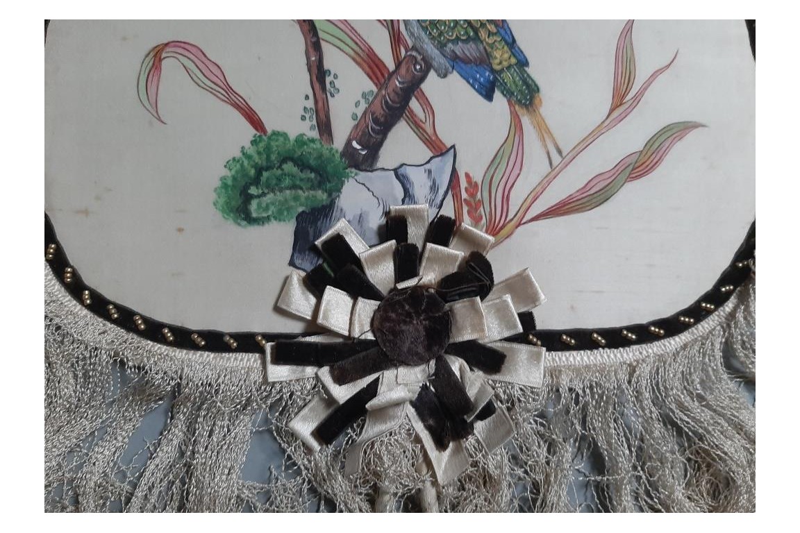 Chinese birds and flowers, fixed fans, 19th century