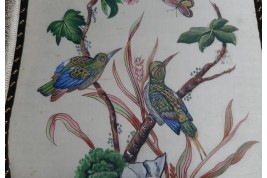 Chinese birds and flowers, fixed fans, 19th century