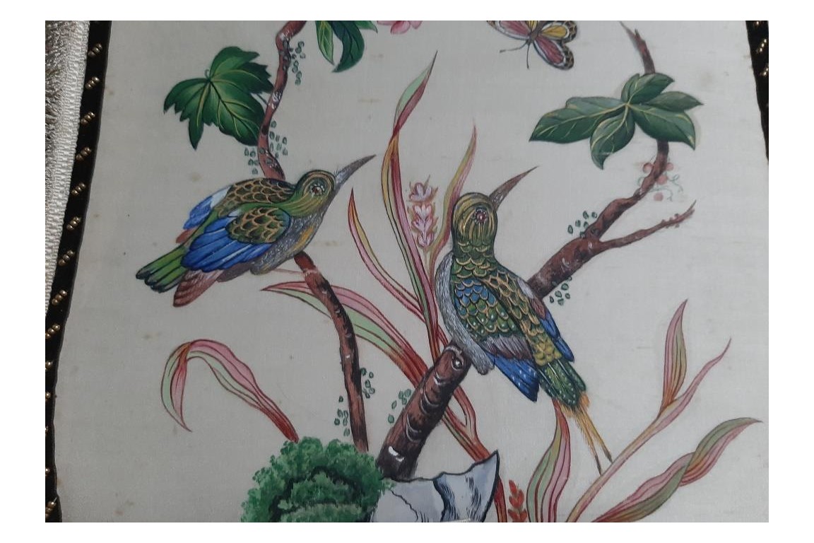 Chinese birds and flowers, fixed fans, 19th century