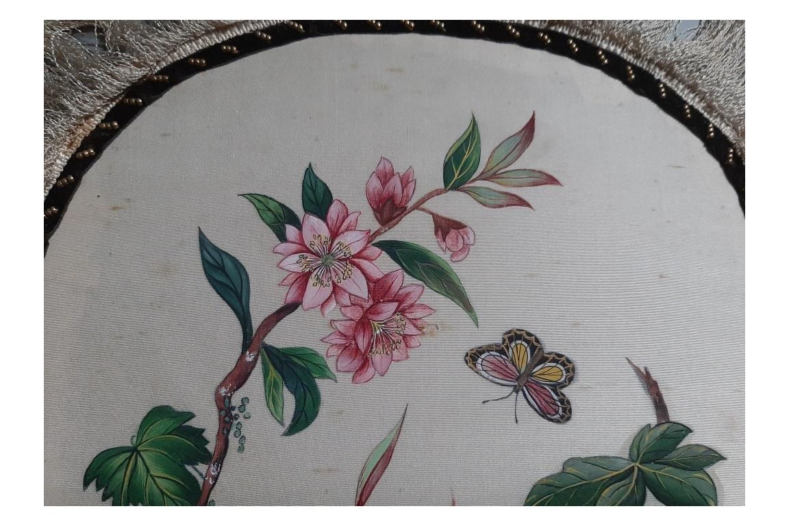 Fleurs et faunes chinoises, paire d'écrans XIXème