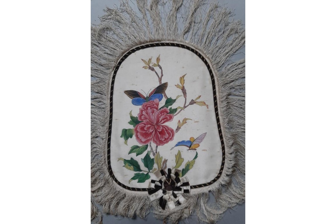 Chinese birds and flowers, fixed fans, 19th century