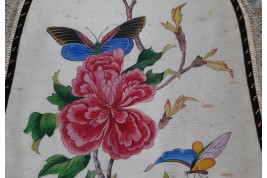 Fleurs et faunes chinoises, paire d'écrans XIXème