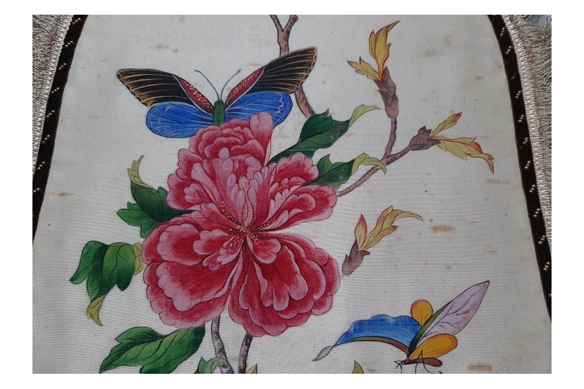 Fleurs et faunes chinoises, paire d'écrans XIXème