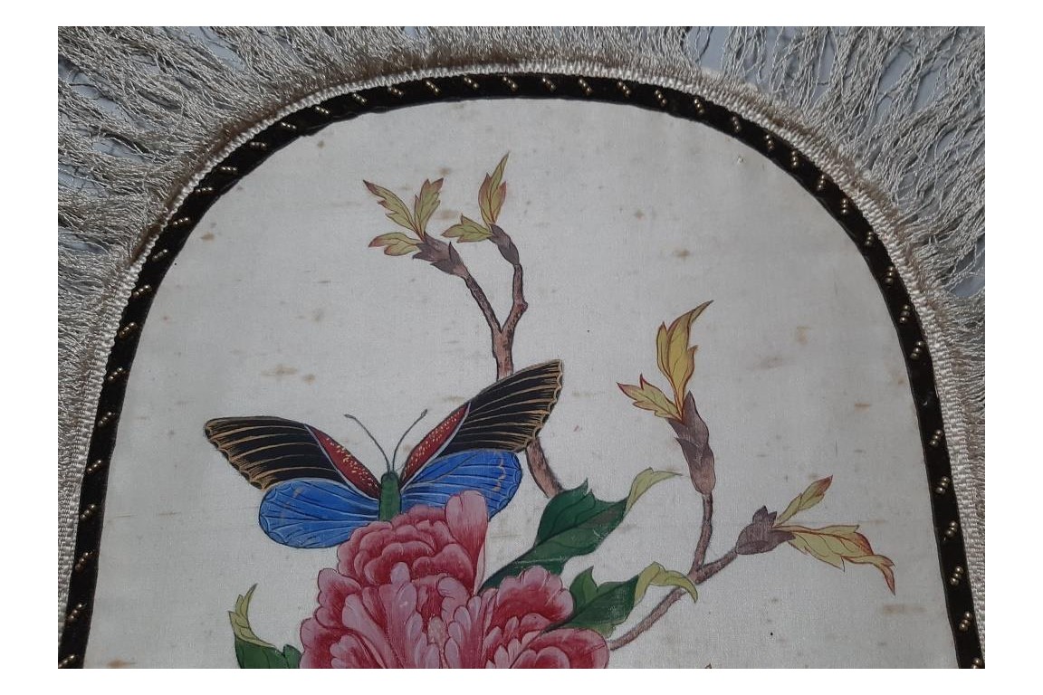 Chinese birds and flowers, fixed fans, 19th century
