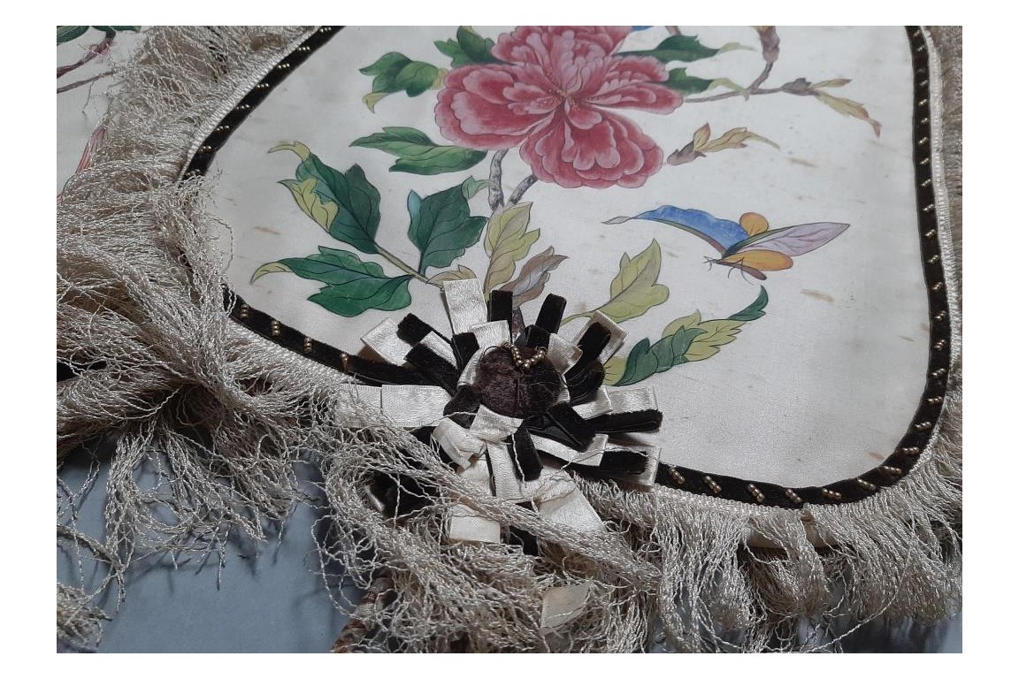Chinese birds and flowers, fixed fans, 19th century