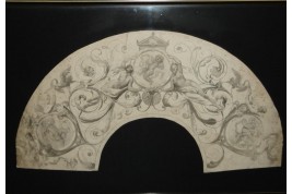 Project of decoration with women and loves, fan leaf XIXth