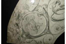Project of decoration with women and loves, fan leaf XIXth