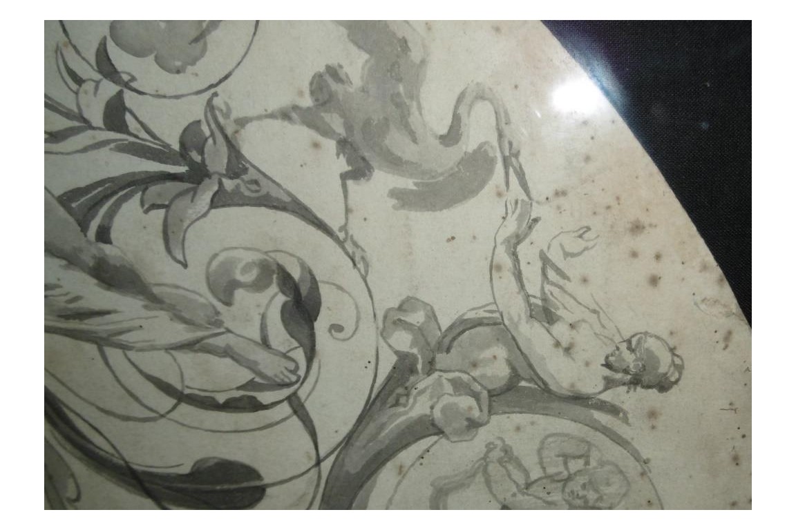 Project of decoration with women and loves, fan leaf XIXth