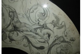 Project of decoration with women and loves, fan leaf XIXth