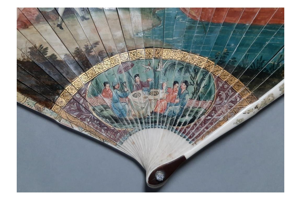 Gondola of love, vernis Martin fan, early 18th