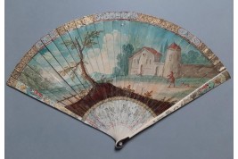 La gondole de l'amour, éventail Vernis Martin, début XVIIIème