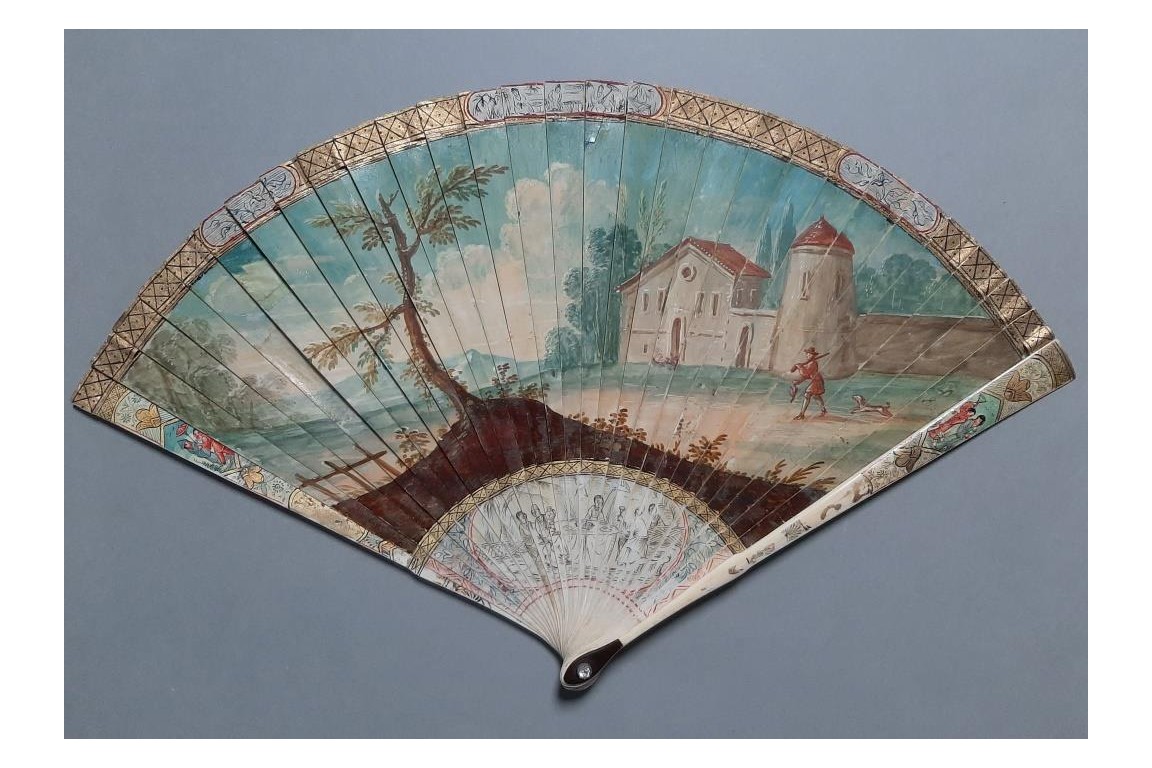 Gondola of love, vernis Martin fan, early 18th