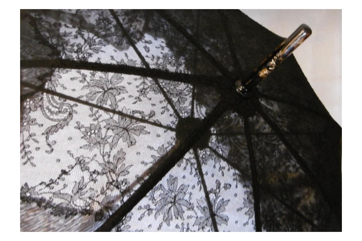 Sunshade, Chantilly lace, 19th century