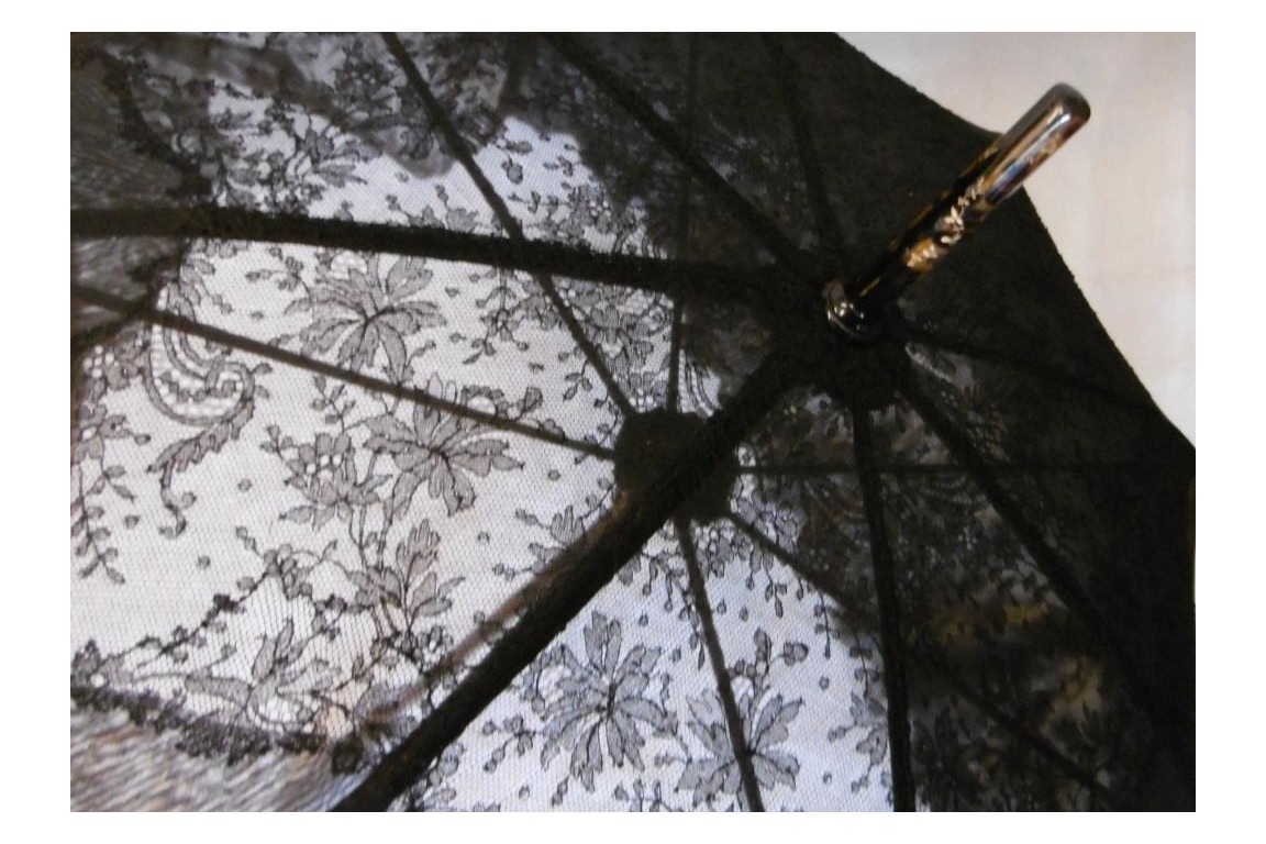 Sunshade, Chantilly lace, 19th century