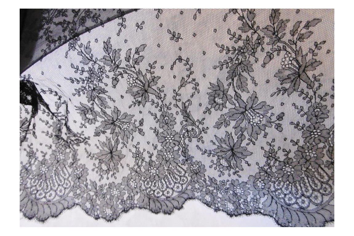 Sunshade, Chantilly lace, 19th century