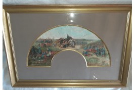 Bivouac militaire, feuille d'éventail de Brielman vers 1865/70