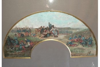 Military camp, fan by Brielman, circa 1865/70