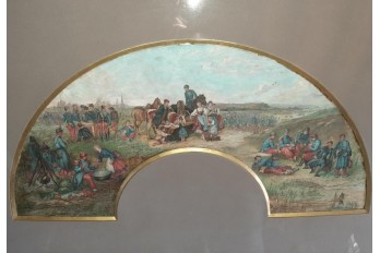 Bivouac militaire, feuille d'éventail de Brielman vers 1865/70