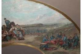 Bivouac militaire, feuille d'éventail de Brielman vers 1865/70