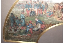 Bivouac militaire, feuille d'éventail de Brielman vers 1865/70