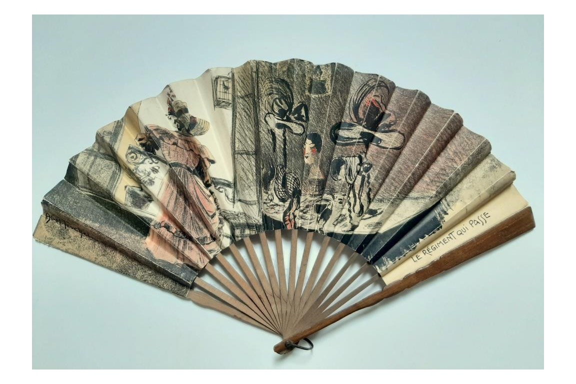 Le régiment qui passe, fan by Abel Truchet circa 1900