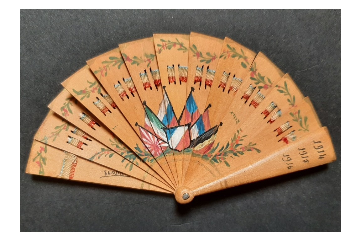 Allies' flags and Alsace, miniature patriotic fan, circa 1916