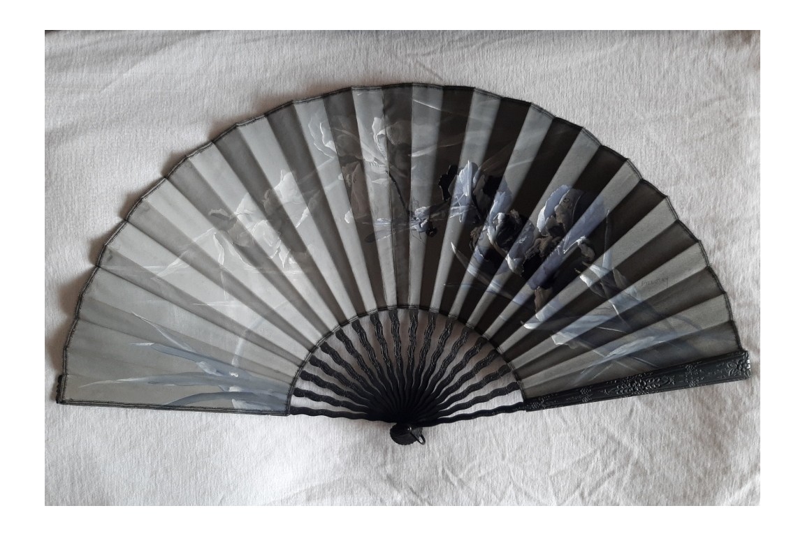 Iris and dragonfly, fan by Billotey circa 1890
