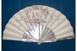 Lovers in the wisteria, fan by Rudaux, 1890