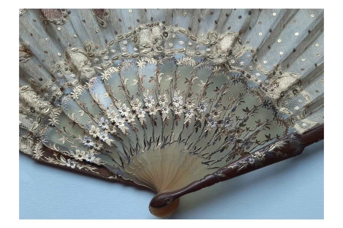 Iris, éventail Duvelleroy vers 1900