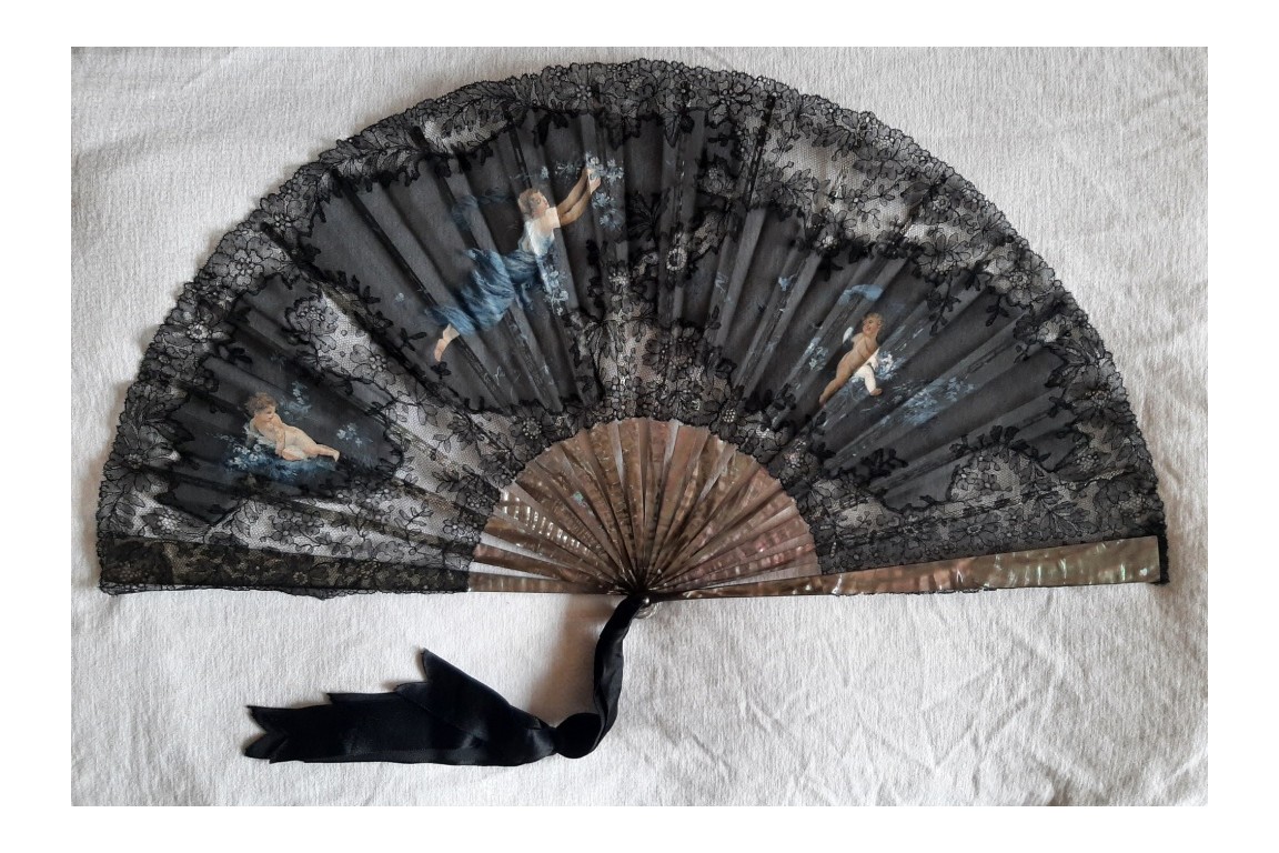 Flowers of love, fan by Lasellaz, circa 1885-90