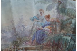 Nymphes des fleurs, éventail de Gabrielle Neiter, fin XIXème siècle