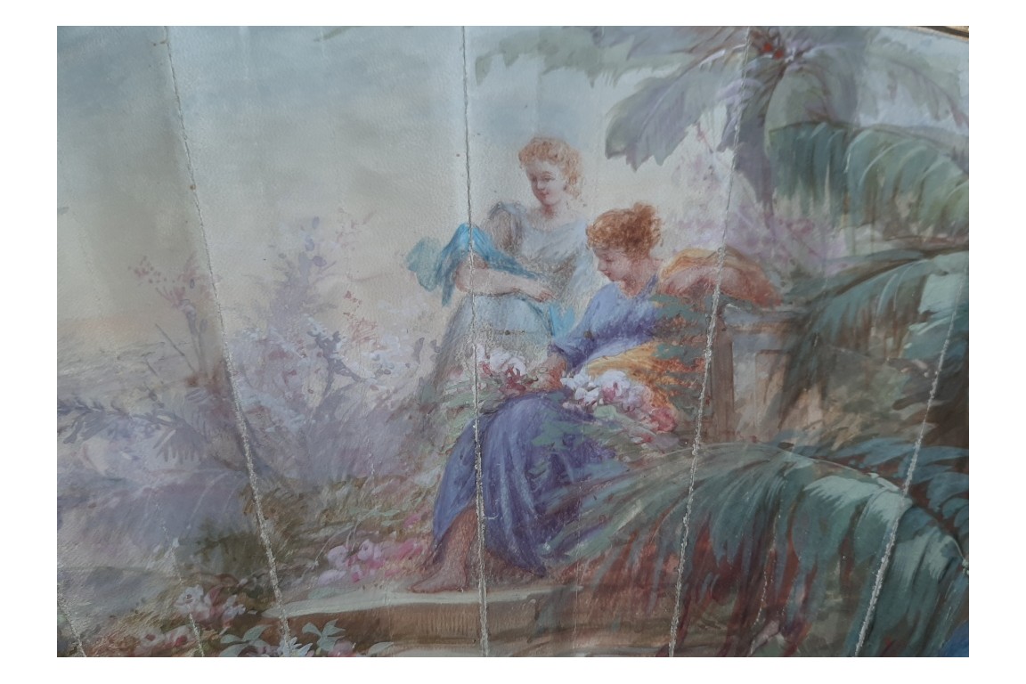 Nymphes des fleurs, éventail de Gabrielle Neiter, fin XIXème siècle