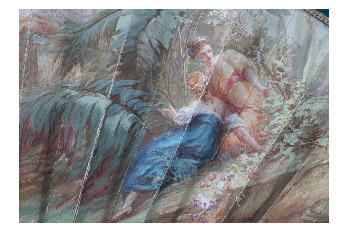 Nymphes des fleurs, éventail de Gabrielle Neiter, fin XIXème siècle