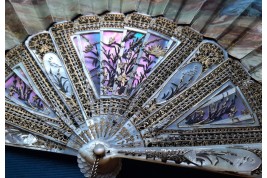 Nymphes des fleurs, éventail de Gabrielle Neiter, fin XIXème siècle