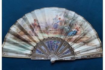 Nymphes of flowers, fan by Neiter, late 19th century