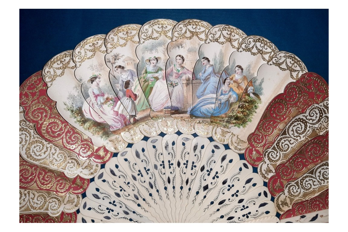 Miroir et palmettes, éventail vers 1860