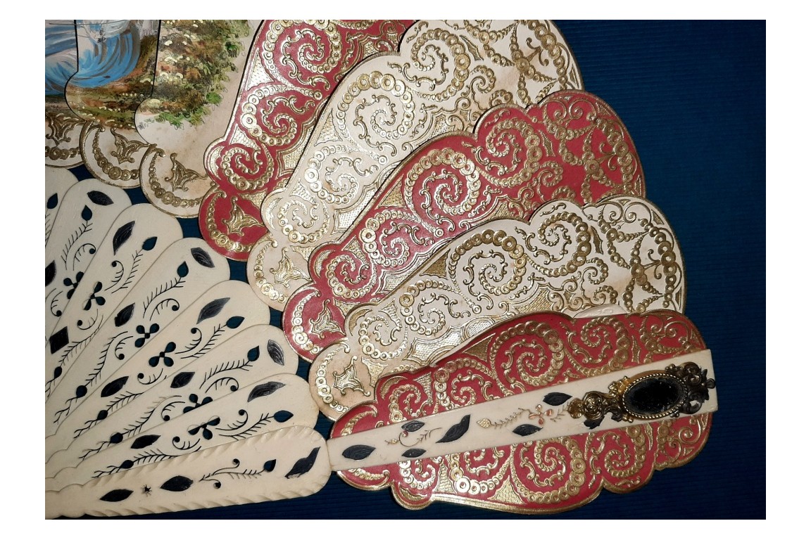 Miroir et palmettes, éventail vers 1860