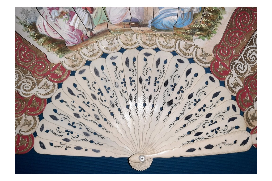 Miroir et palmettes, éventail vers 1860