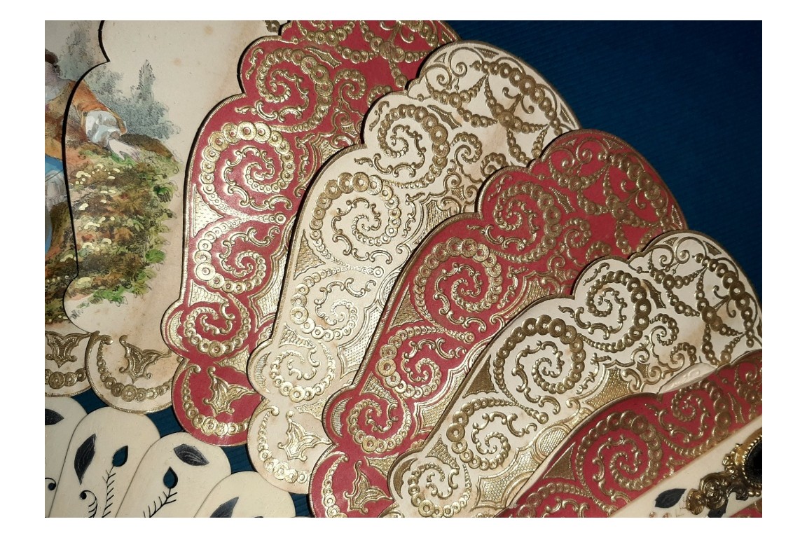Miroir et palmettes, éventail vers 1860