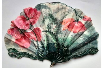 Spanish poppies, Art Nouveau fan