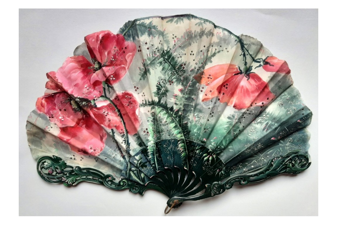 Spanish poppies, Art Nouveau fan