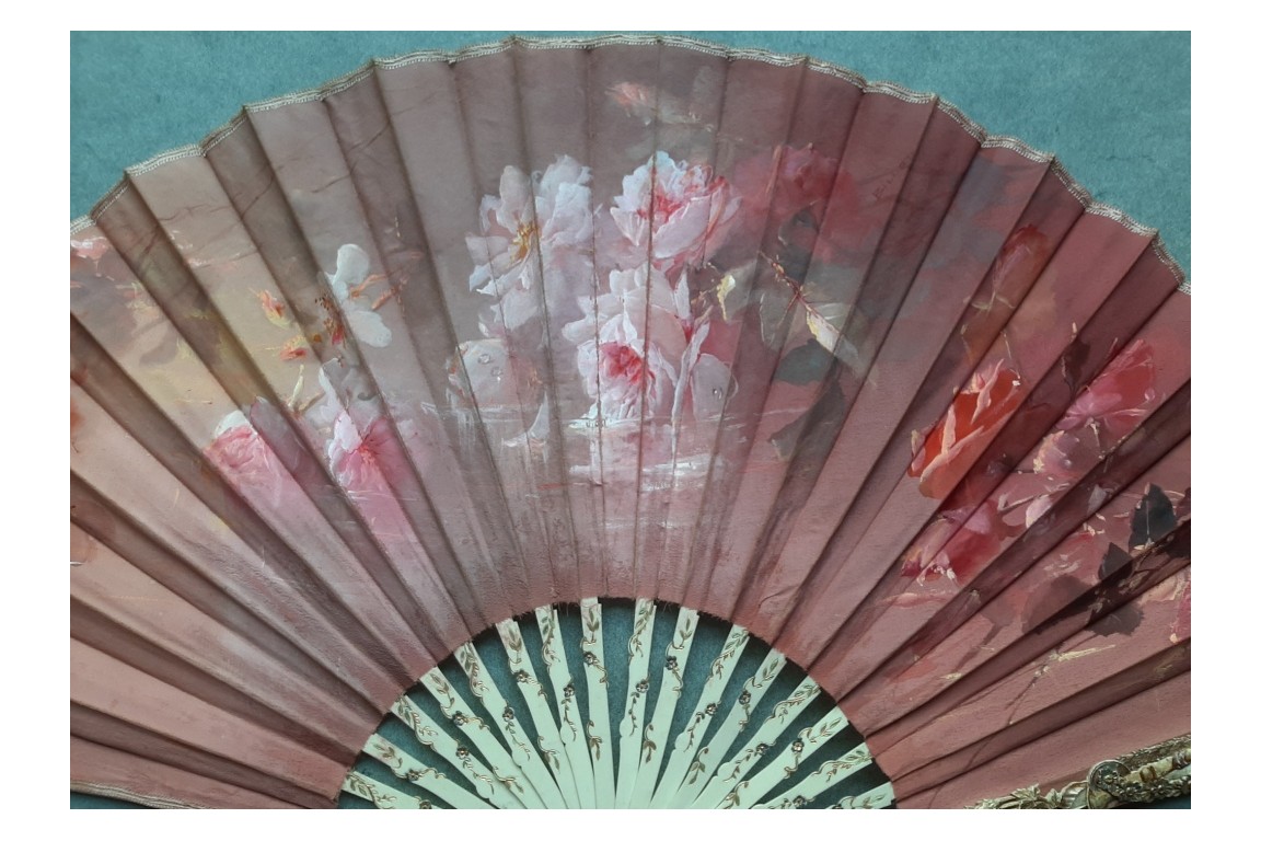 Roses by Billotey, fan circa 1890