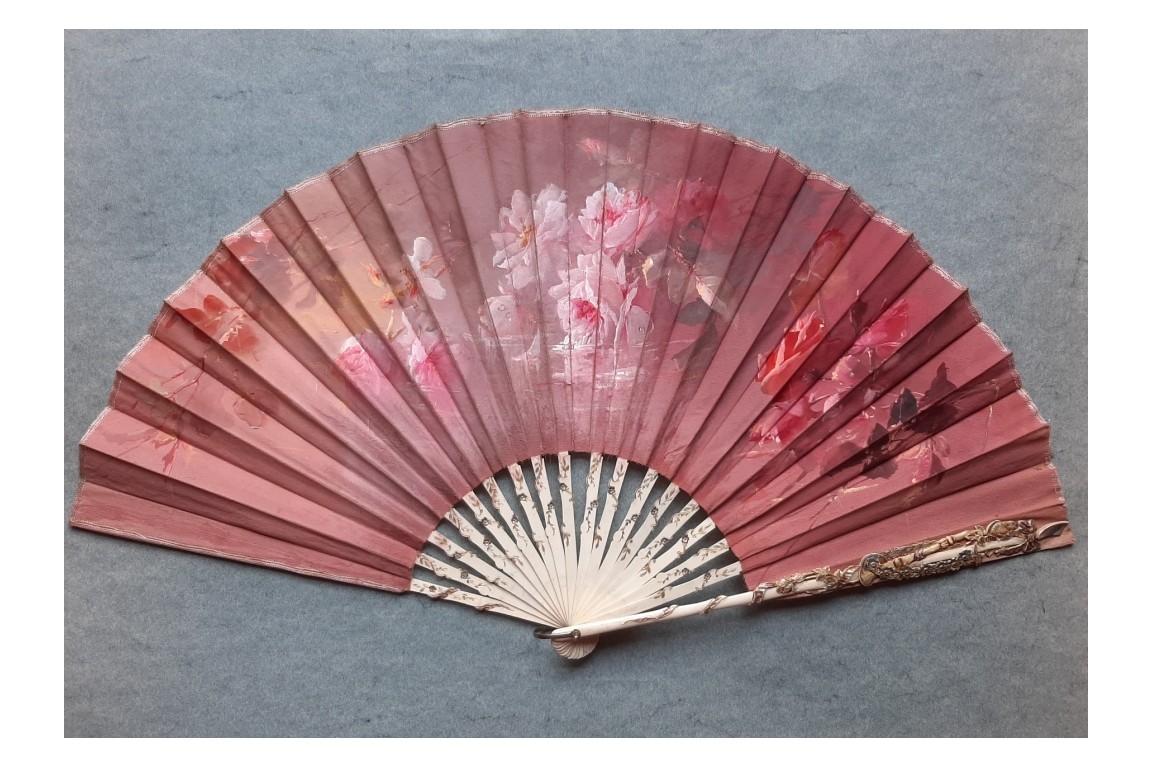 Roses by Billotey, fan circa 1890