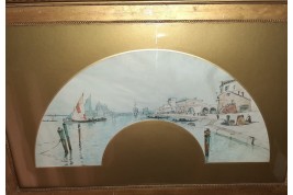 Venise et sa lagune, quatre projets d'éventail par Marks, 1886-1890