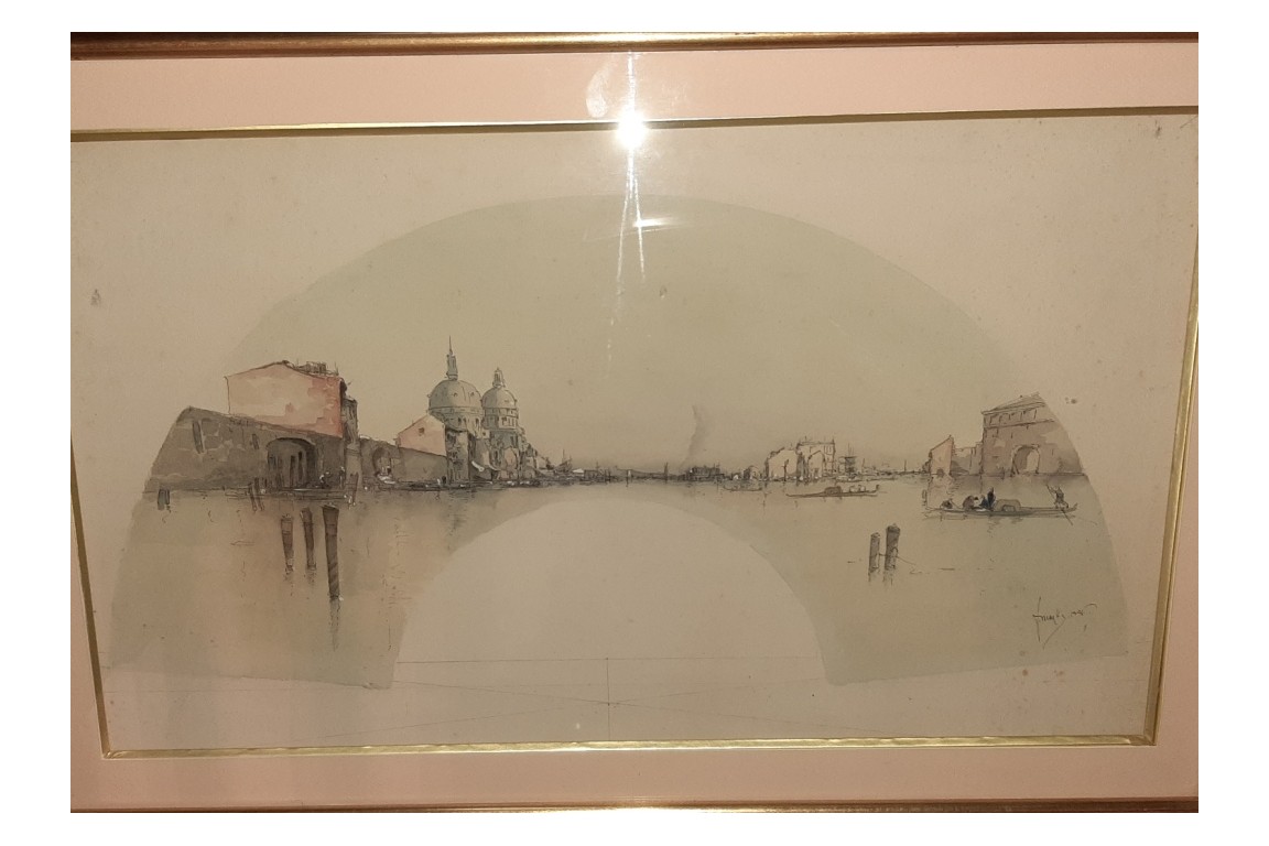 Venise et sa lagune, quatre projets d'éventail par Marks, 1886-1890